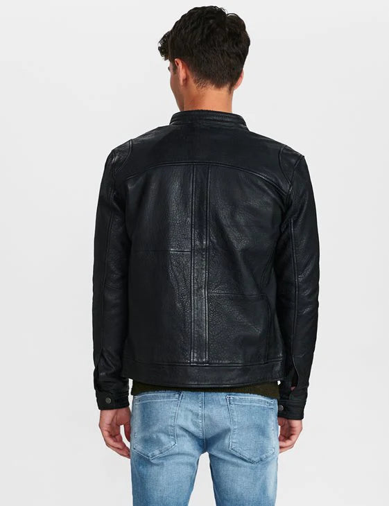BENTON BLACK LEATHER JACKET-BLACK