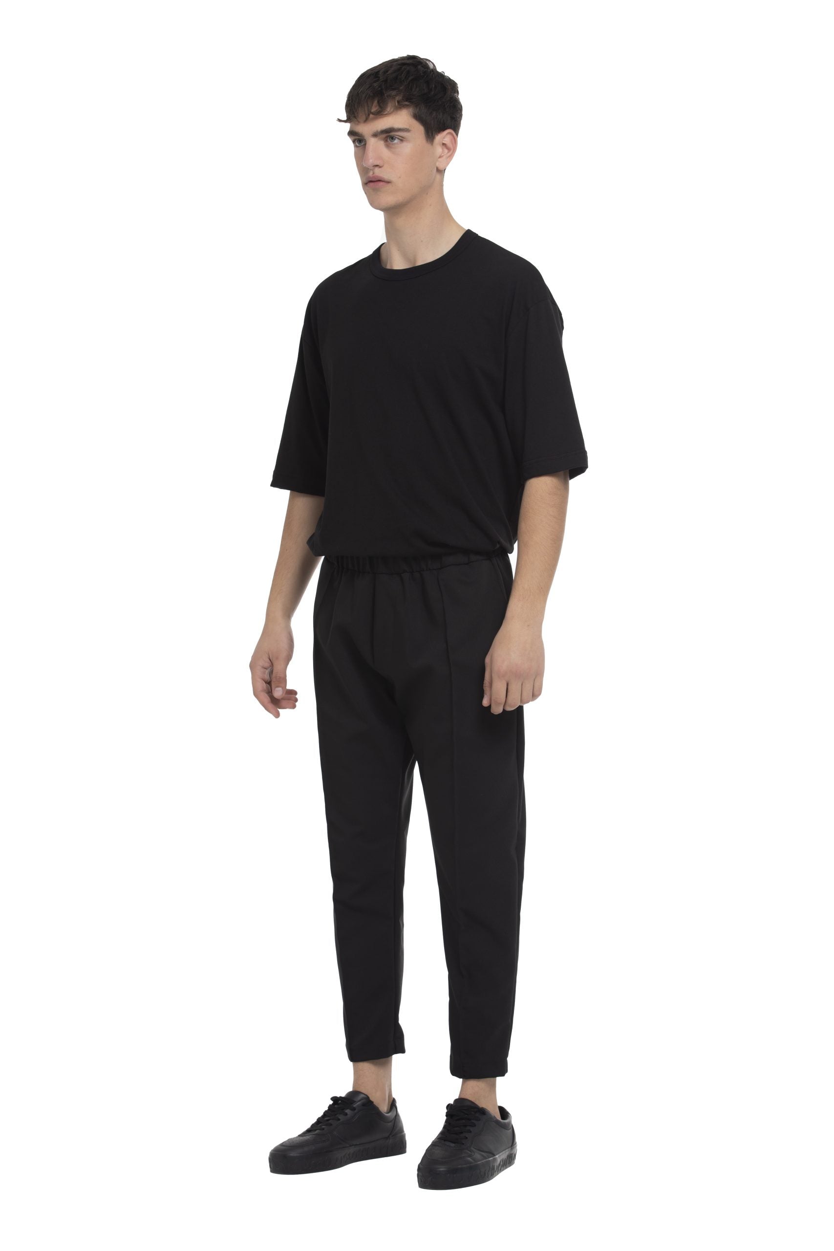 INNOVATION PANTS WITH DOUBLE PLEAT-BLACK