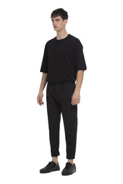 INNOVATION PANTS WITH DOUBLE PLEAT-BLACK