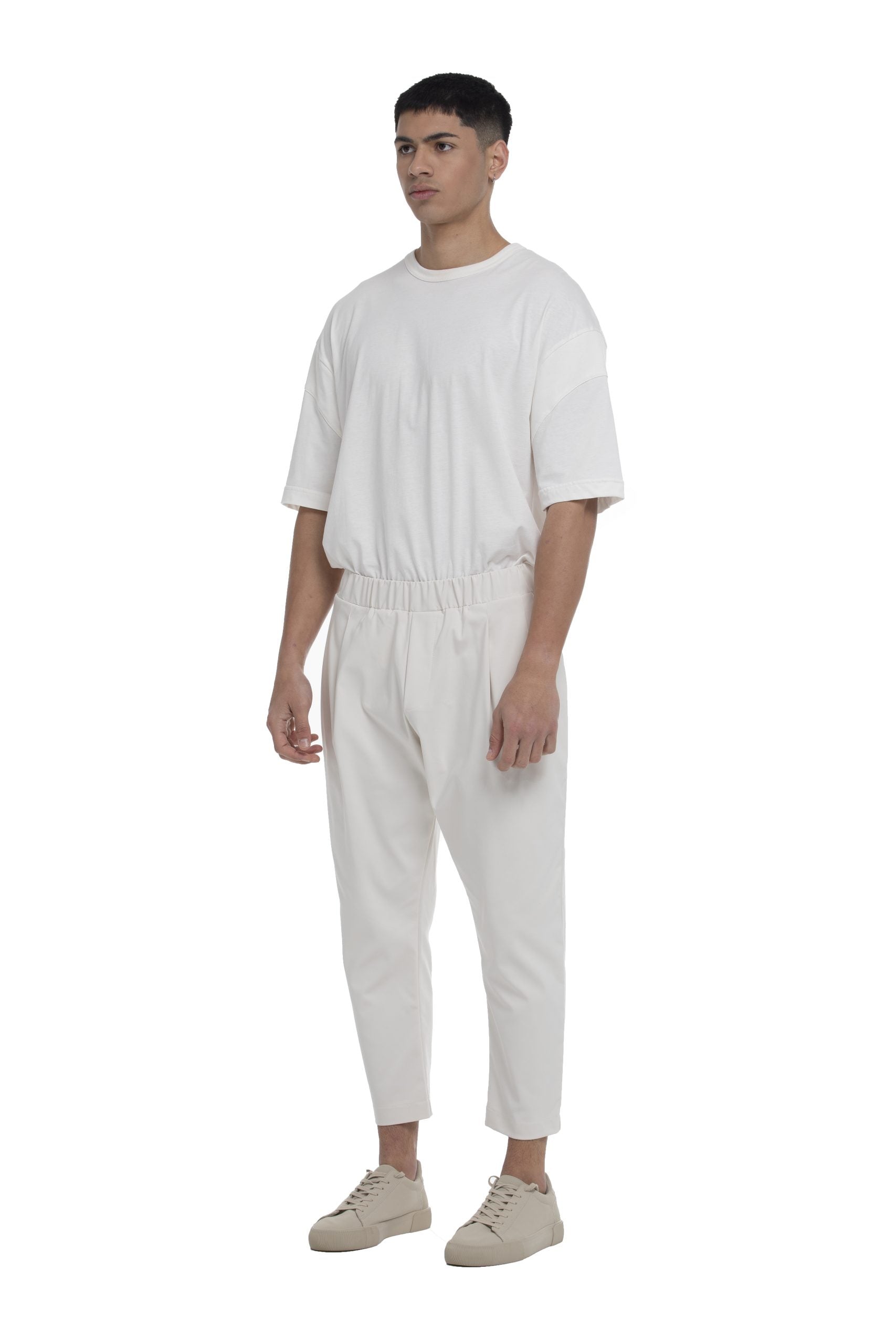 INNOVATION PANTS WITH DOUBLE PLEAT-OFF WHITE