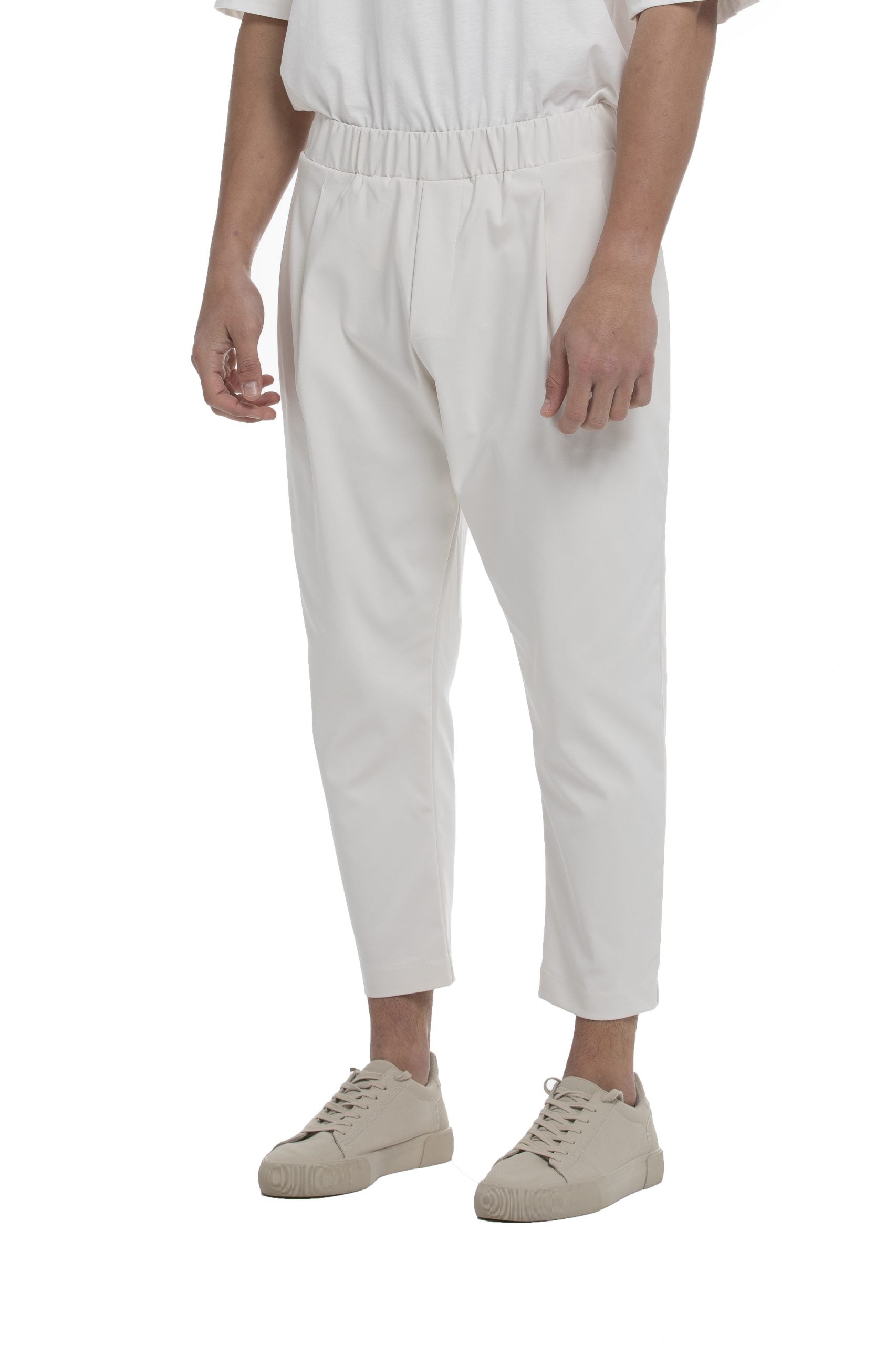 INNOVATION PANTS WITH DOUBLE PLEAT-OFF WHITE