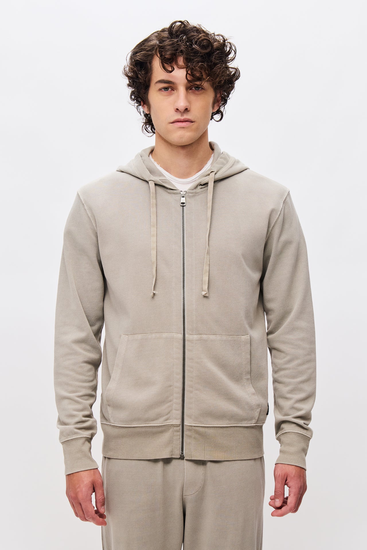 PIQUET FULLZIP SWEATSHIRT-VINTAGE GREIGE