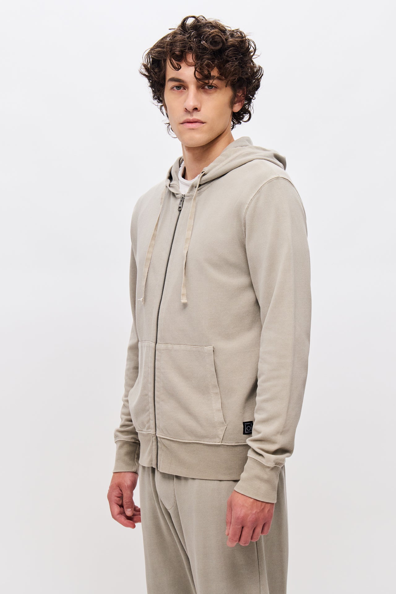 PIQUET FULLZIP SWEATSHIRT-VINTAGE GREIGE