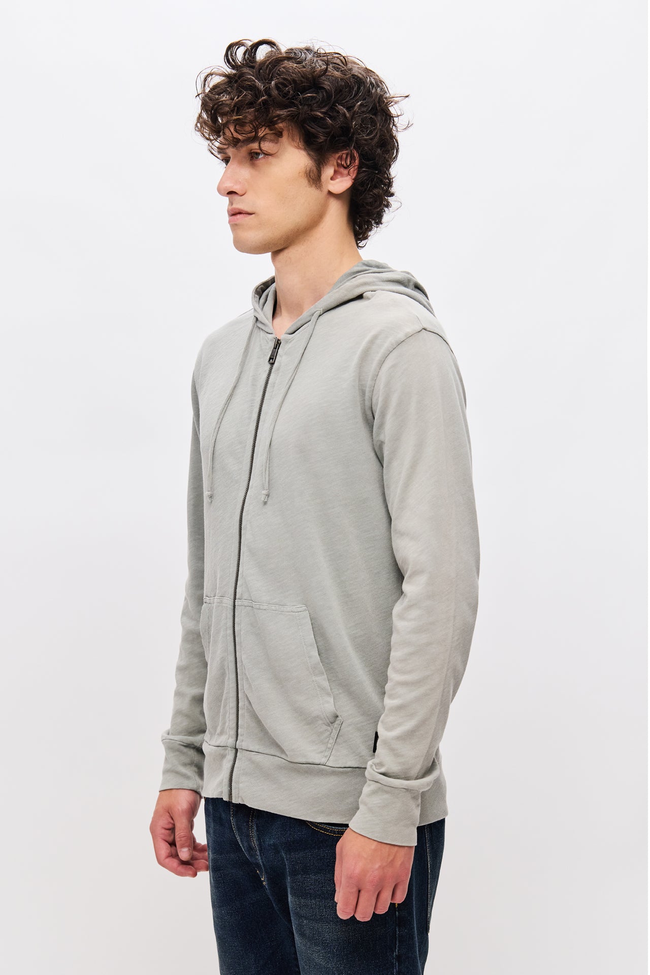 THE CLASSIC SLUB FULLZIP-VINTAGE GREY