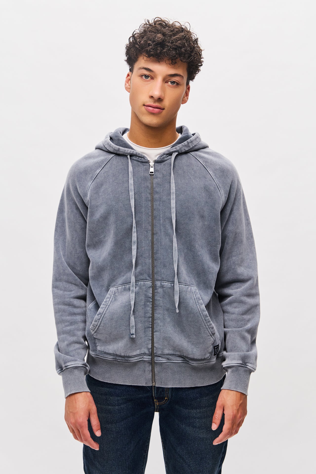 RAGLAN FULLZIP WITH RIB DETAILS-VINTAGE GREY