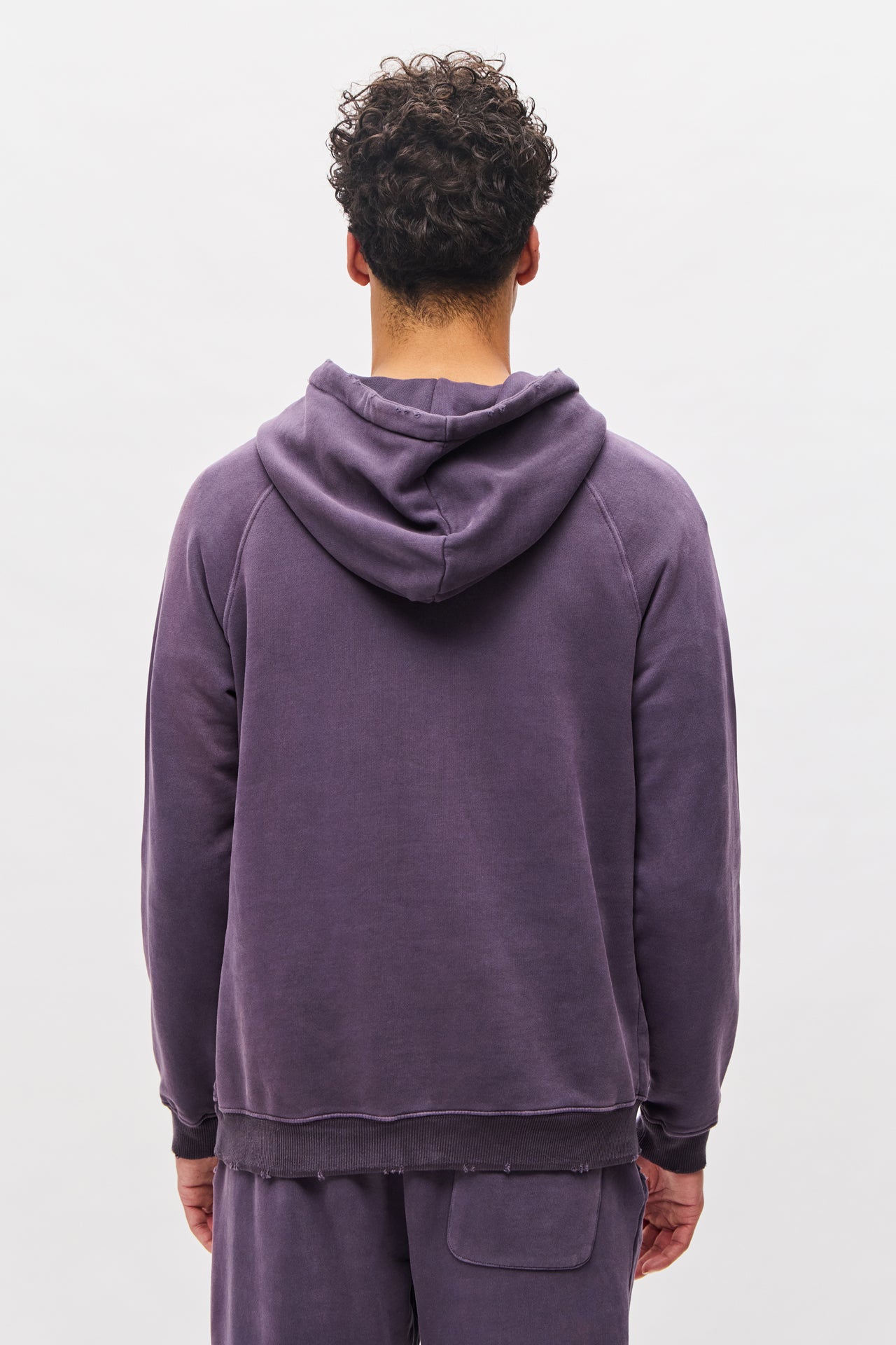 RAGLAN HOODIE WITH DESTROYS-VINTAGE PLUM