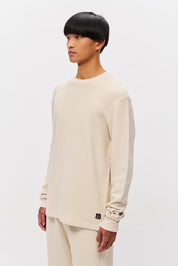 WAFFLE LONGSLEEVE WITH RIB DETAILS-CHALK