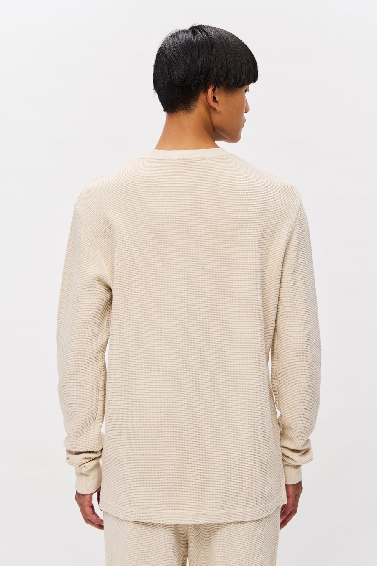 WAFFLE LONGSLEEVE WITH RIB DETAILS-CHALK