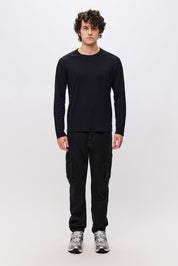 TAPERED CARGO TROUSERS-BLACK