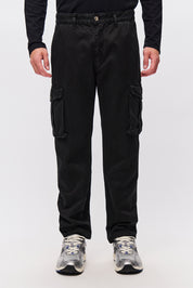 TAPERED CARGO TROUSERS-BLACK