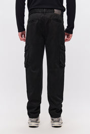 TAPERED CARGO TROUSERS-BLACK