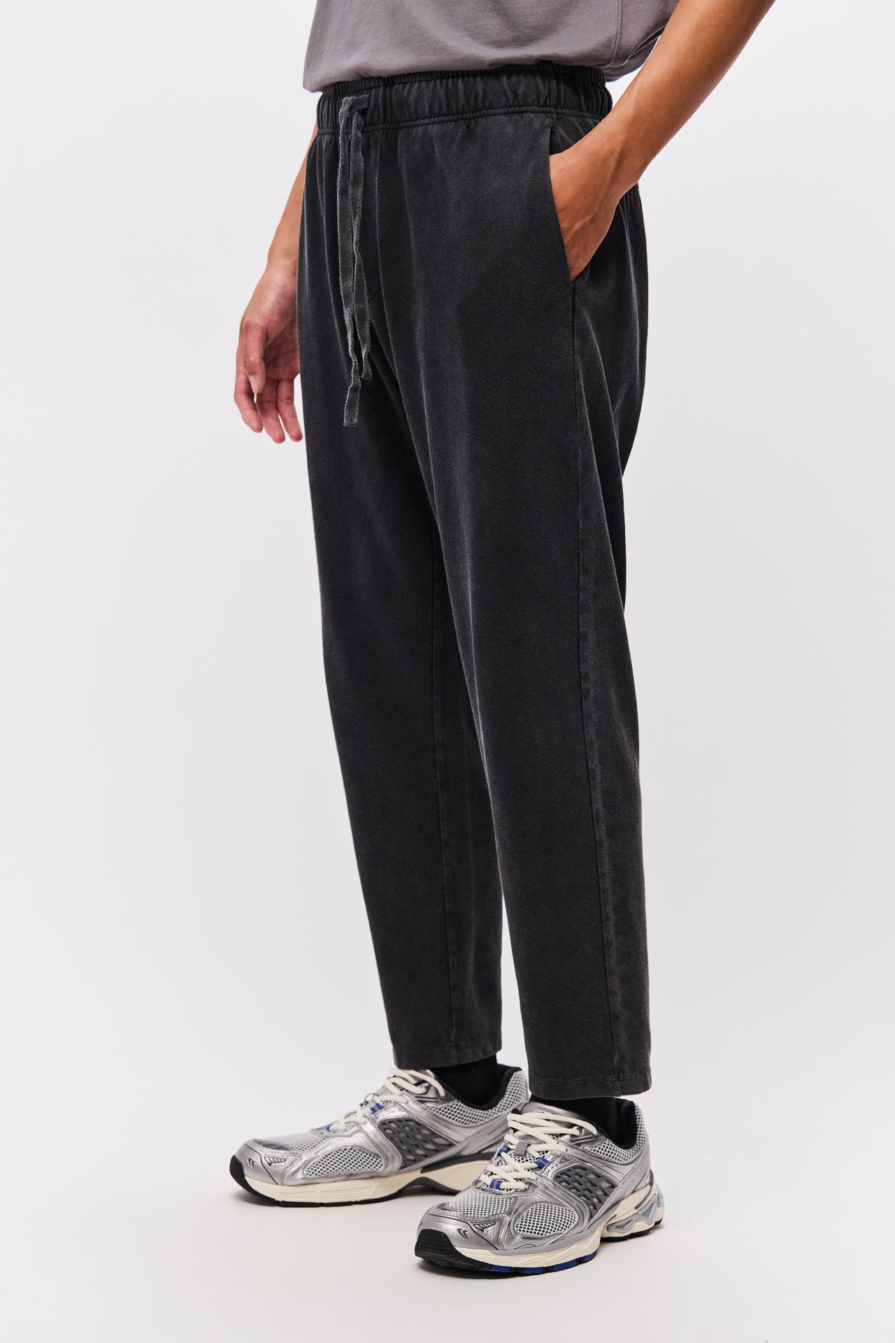 PIQUET TAPERED SWEATPANTS-VINTAGE BLACK