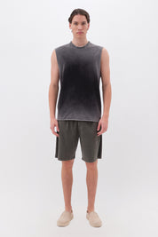 SLUB TANK TOP WITH R SHADOW BLACK