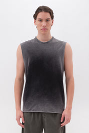 SLUB TANK TOP WITH R SHADOW BLACK