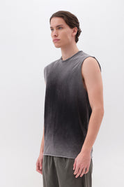 SLUB TANK TOP WITH R SHADOW BLACK