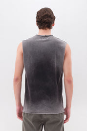 SLUB TANK TOP WITH R SHADOW BLACK
