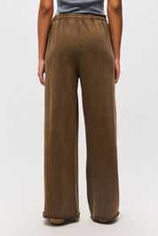 WIDELEG SWEATPANTS WITH RAW EDGES-VINTAGE COFFEE