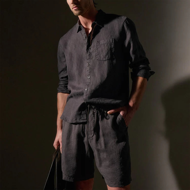 CLASSIC POCKET LINEN SHIRT MAGMA PIGMENT