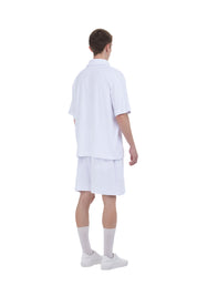 TERRY CLOTH TRACK SHORTS-WHITE