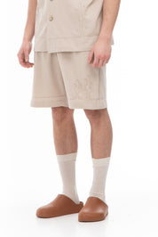 CACTUS COTTON FABRIC SHORTS - BEIGE