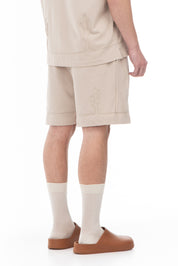 CACTUS COTTON FABRIC SHORTS - BEIGE
