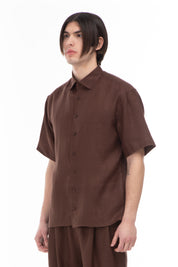 LINEN SHIRT WITH TRI BROWN