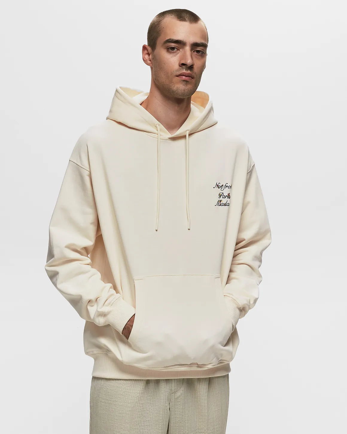 LE HOODIE SLOGAN A FLEURS-CREAM